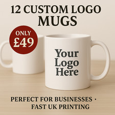 12 Custom Logo Mugs – £49 Total – Business Branding / Client Gifts