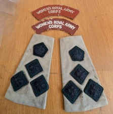 WRAC Women's Royal Army Corps 2 x Shoulder Badges + 2 Officer Rank Shoulder Tabs