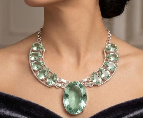 Green amethyst necklace - amethyst,
