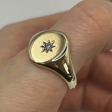 Diamond Signet Ring 9 ct  Gold