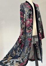 Penny Plain Vintage Silk Velvet Burnout Devore Maxi Duster Kimono Jacket XXXL