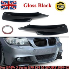 Gloss Black Front Bumper Splitters For BMW 3er E90 E91 320d 330d M Sport 2009-12