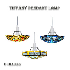 Tiffany Style Retro Stained Glass Ceiling Light Shade Easy Fit Pendant Lampshade
