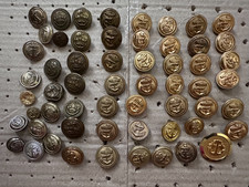 58 Vintage Metal Nautical Military Uniform or Navy Anchor Buttons Mixed Makers