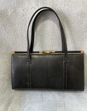 Vintage 1950’s Lizard Skin Handbag by Lightstone Hubbard London Black Leather