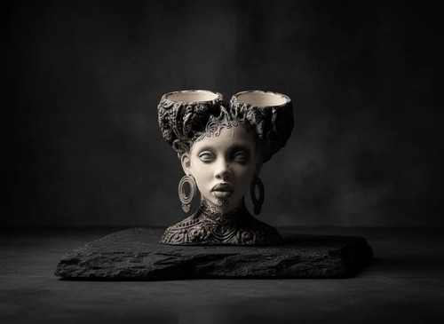 Gothic cat head planter - gothic,