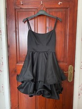 ASOS DESIGN Black Premium Square Neck Mini Prom Dress with Wired Hem - Size 10