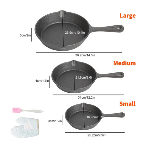 Pcs cast iron - 3, frying