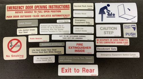 Various aircraft cabin decals - various,
