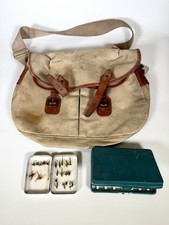 Brady Halesowen Vintage Canvas Leather Fishing Bag with Flies Boxes