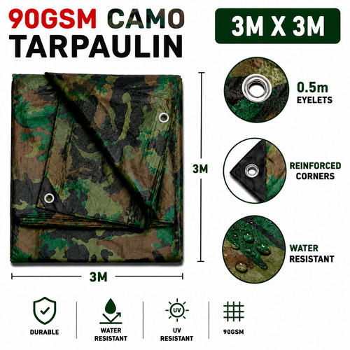 Camouflage tarpaulin 3m - 3m, x