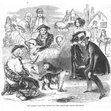Queen Victoria at the Highland Sheep Shearing - Antique Print 1844