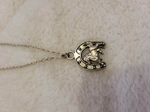 Silver tone horse necklace - tone,