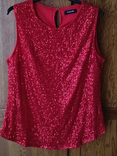 Chicme red sequin top - red, size