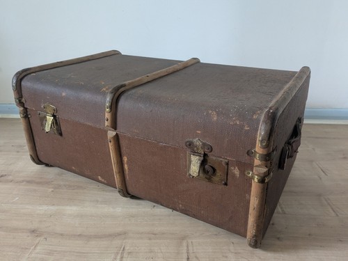 Vintage steamer trunk canvas - vintage,