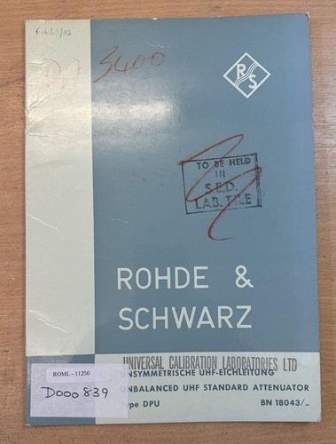 Rohde schwarz unbalanced uhf - &,