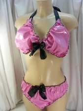 sissy pink pvc  bra  panties