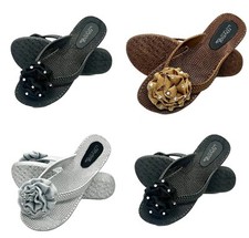 Womens Diamante Flower Flip