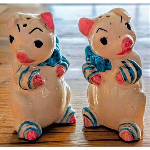 Vintage ceramic pig salt - vintage,