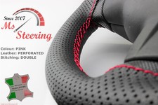 BLACK PERF LEATHER STEERING WHEEL COVER FOR Ford Fiesta MK6 02 -08 | DIFF STITCH