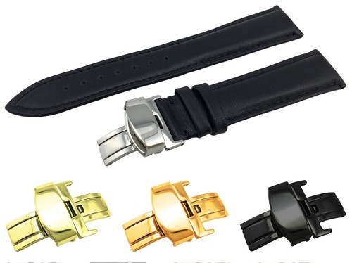 Black leather flat - black, strap/band