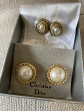 2 Pairs Christian Dior Vintage Costume Pierced Earrings.