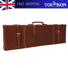 TOURBON Genuine Leather Shotgun Hard Case O/U SXS Barrel Storage Safety Lock