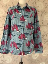Sea Salt Size 12 Larissa Shirt red Sailing Boats On Blue Cotton PRISTINE 