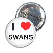 Swans I Love Heart Button