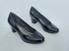 PAVERS BLACK FAUX PATENT 2" HEEL COURT SHOES UK6 VGC FREE P&P!!