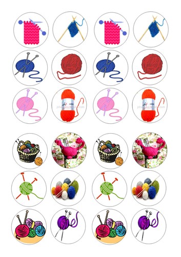 Knitting cupcake topper - knitting,