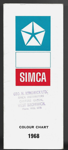 Simca exterior colours 1968 - colours,