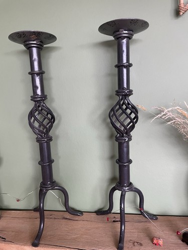 Pair wrought iron candle - wrought,