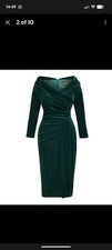 Bombshell London Katya Wildman Dark Green Velvet edge of shoulder Dress size 12