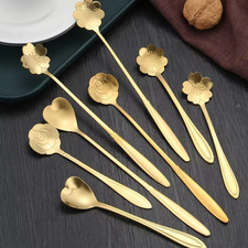 8PCS Flower Spoon Set Small Teaspoon Coffee Spoon Cute Stainless Steel Teaspoons