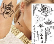 Temporary Tattoo Gun Rose