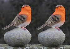 2pC Robin Bird Garden Ornament