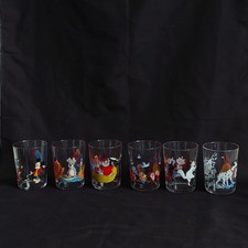 Disney Glass Tumbler X6 Reims France Small H 8cm Dalmation Lady Tramp Mickey