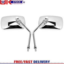 10mm Motorcycle Rearview Side Wing Mirrors Motorbike Chrome Rectangle Universal