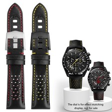 21mm Calfskin Leather Watchband For Omega Super Moon Dark Side Apollo 8 Series