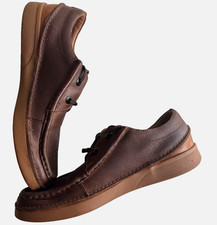 Mens Oakland Clarks Dark Brown Leather Lace Up Boat Shoes, Size 6 VGC Active Air