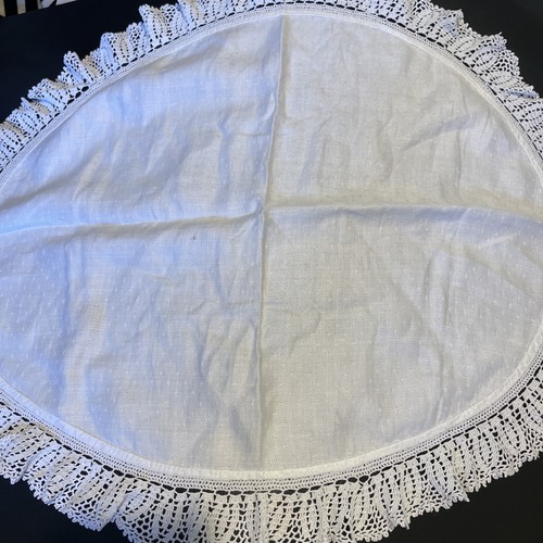 Large doily white cotton - cotton, vtg