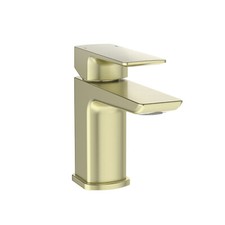 Sognare Brushed Brass Gold Bathroom Taps Single Lever Shower Tall Wall Mounted