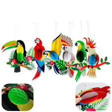 6pcs Tropical Birds Hanging Parrot Paper Honeycomb Hawaiian Party Decor Colorful
