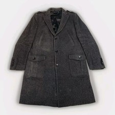 Zara Knit Men's Large Coat Overcoat Faded Grey Wool Mix RRP £119 43" Chest VGC