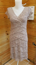 Scarlett Nite beige tiered lacy dress, size 8