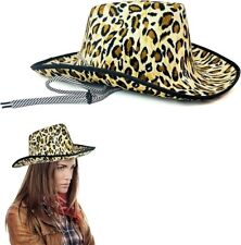 1xAdult Leopard Print Cowboy Hat Stylish Wide Brim Western Hats For Fancy Dress