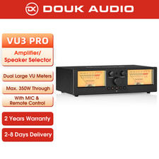 Douk Audio VU3PRO 2 Zone Amplifier / Speaker Selector Box with Dual VU Meter 