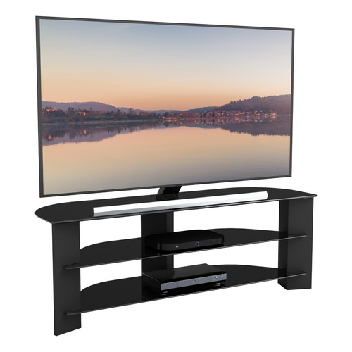 Black glass corner stand - glass, tv