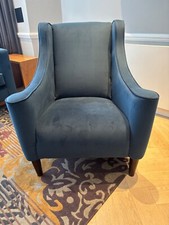 Darlings of Chelsea, high backed teal velvet armchair, excellent condition